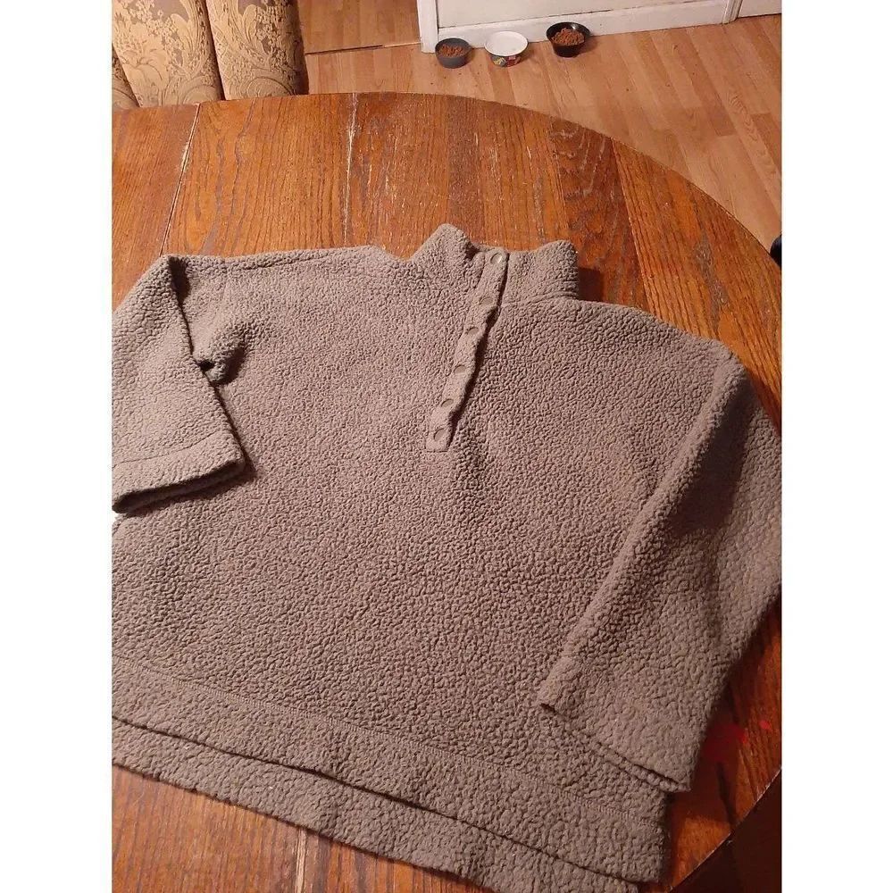 Small/Petite Aerie AEO Grey Long Sleeve Fleece Sherpa Pullover Sweater Shirt